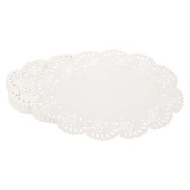 YELARXI Paper Doilies, 12.6 Inch White Lace Doilies Oval Disposable Decorative Placemats Hollow Flower for Desserts Food Crafts Parties Birthday Tableware Decoration (100 Pack, White)