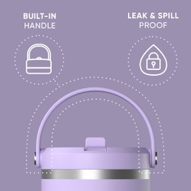 Hydrapeak Nomad 40 oz Tumbler with Handle and Straw Lid, Leakproof, Double Insulated, 40oz Cup Stainless Steel (Lavender)