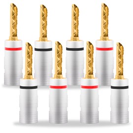 YARCHONN BFA Banana Plugs Speaker Plugs Gold Plated 4mm Banana Plugs Solderless for Speaker Amplifier Sound System Home Audio Cable 8 Pack