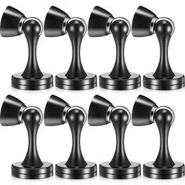 Shimeyao 8 Pack Magnetic Door Stop Floor Mounted Door Stopper Magnetic Catch Wall Mounted with Catch Holder with Screws for Hold Open Wall Protector(Black)