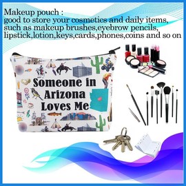 PXTIDY Arizona State Makeup Bag Long Distance Relationships Gift Someone In Arizona Loves Me Cosmetic Bag Arizona Souvenir Gift