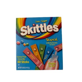Skittles Variety Pack Drink Mix Zero Sugar Tropical  40 Sticks Singles To Go