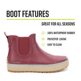 Western Chief Women's Waterproof Element Chelsea Rain Boot with Memory Foam Insole and Slip-Resistant Outsole – Durable and Comfortable for Rainy Days, Rose, 10