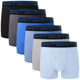 BAMBOO COOL Boys' Underwear Moisture-Wicking Brethable Boxer Briefs Soft Lightweight Tag-Free with Fly Pouch 6-Pack