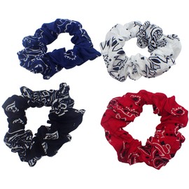 Topkids Accessories 4pc Scrunchies for Girls and Women, Hair bobbles for Women, Hair Scrunchies, Hair Accessories, Elastic Hair Ties, Elastic Hair Bands, Hair Elastics (4pc Paisley)