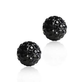 BAYUEBA 925 Sterling Silver Sparkle Crystal Ball Stud Earrings for Women, 8mm, Resin, crystal