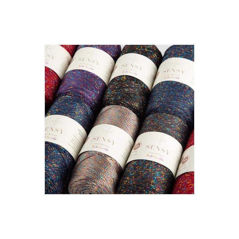 5 Skeins of Sensy Premium 2mm 251 Yards Sparkle Polyester