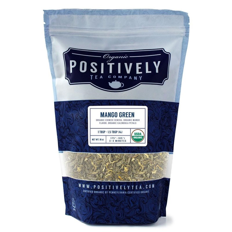 Organic Positively Tea Company, Mango Green, Green Tea, Loose Leaf,