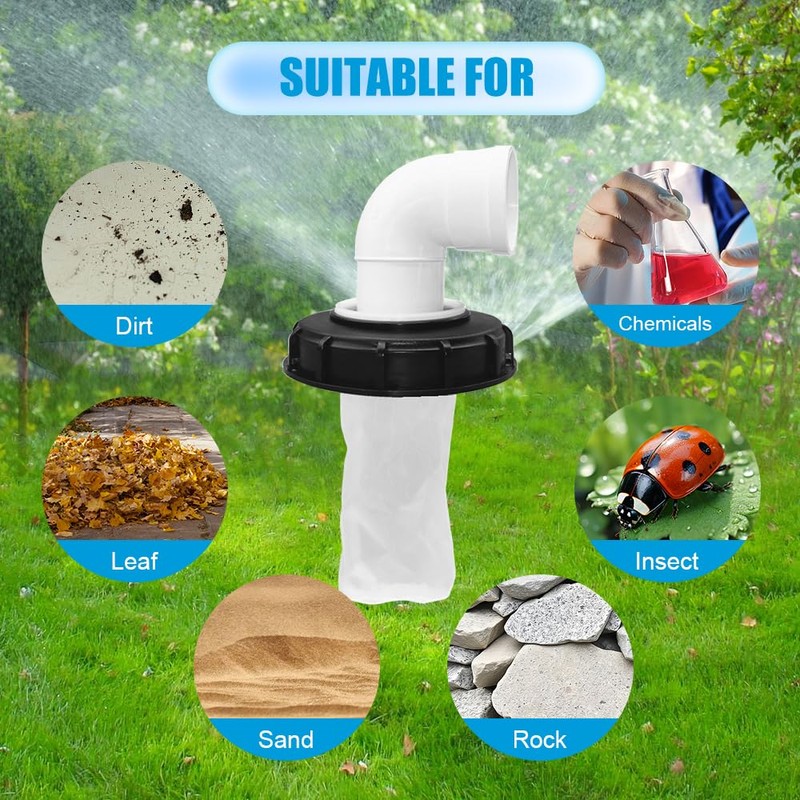 mizikuu 90° IBC Lid Filter, 163 mm Nylon Rainwater Filter,