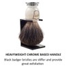Parker Safety Razor 100% Black Badger Shaving Brush with Marble