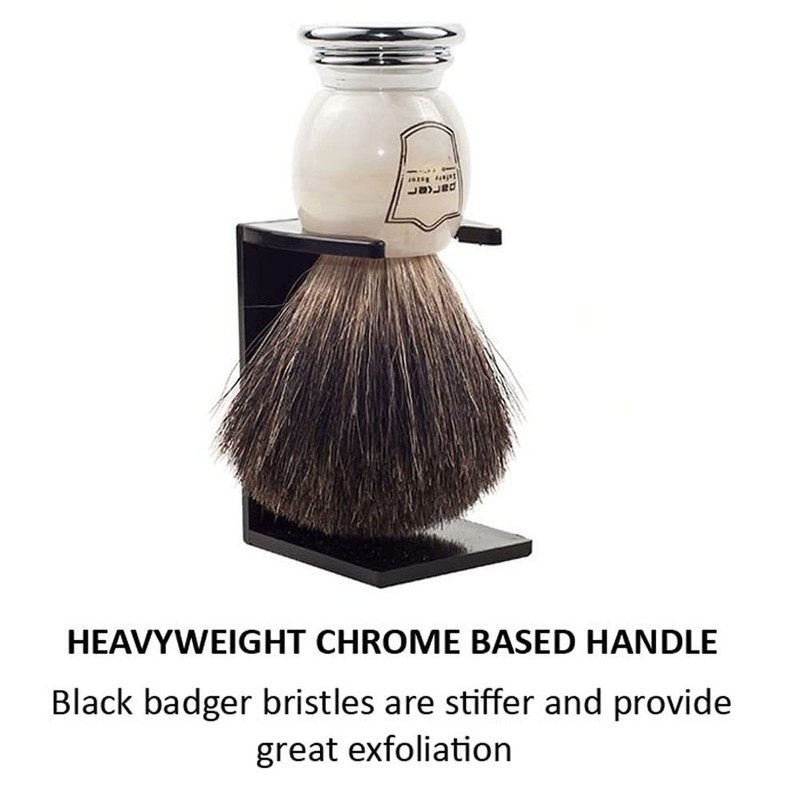 Parker Safety Razor 100% Black Badger Shaving Brush with Marble