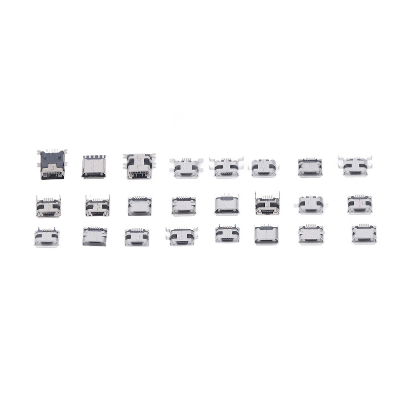 240 Pcs Micro USB Connector Set Stainless Steel Single Row