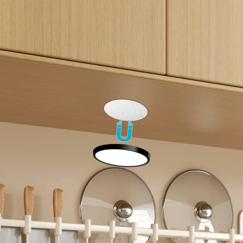 MaxDovYen Circular Under Cabinet Light Magnets 4PCS, Magnetic Strips with