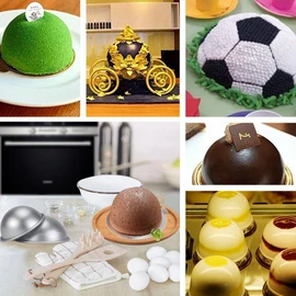 Pastel de semicírculo, molde de semicírculo de 10 cm Hemisferio de aluminio Pastel de gasa Pan Bikini Pastel Postre Pudín Hornear Mo, 3D para tartas con forma de bola, Uno