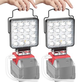 LED Work Light for Milwaukee m18: Ecarke 48W 2900LM for Milwaukee Light m18 Work Light -18V Battery Light with Low Voltage Protection & USB&Type-C Charging Port（2pcs), Red, SKU06695-5