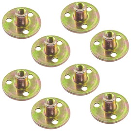 CEEYSEE Pack of 10 Flange Nuts M6 x 37 x 2.5 mm Brad Hole T-Nut Flange with Round Base Internal Thread Screw-in Nut 3-Hole T-Nut for Strengthening and Connection of Holzbe (M6/FLZ-LM)