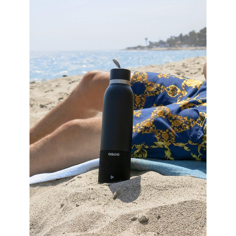 Aquio IBTB2BB Double-wall Steel Insulated Hydration Bottle with Rechargeable Bluetooth