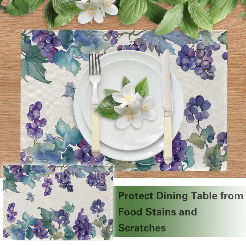 Watercolor Grapes Placemats Set of 4