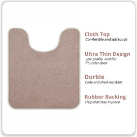 Bosap Toilet Rugs U Shaped Bathroom Rug,Machine Washable Non Slip Quick Dry Super Absorbent Ultra Thin Toilet Mats for Bathroom Toilet.Beige,1'8"x2'(20x24inch)