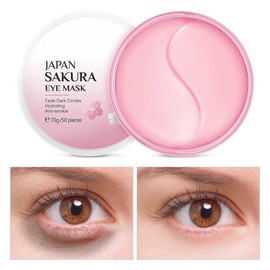 BeautyMall 1 Box Sakura Eye Mask Soothing Lifting Firming Moisturizing Firming Eye Mask, 70g / 50 Pieces
