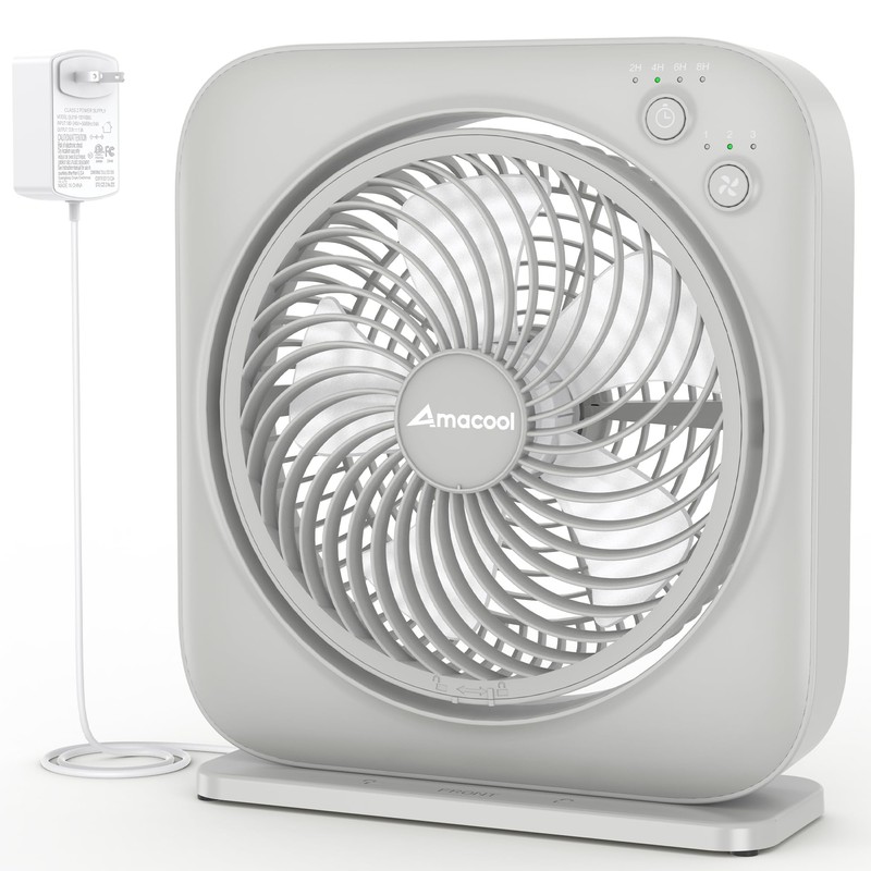 AMACOOL Table Fan, 12 inch Box Fan with 3 Adjustable
