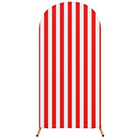RimCereal 7.2 ft Princess Party Arch Backdrop Striped Arch Spandex Stretch Backdrop Stand Cover for Wedding Birthday Banquet Boys Girls Shower Ceremony Decoration(Red and White)