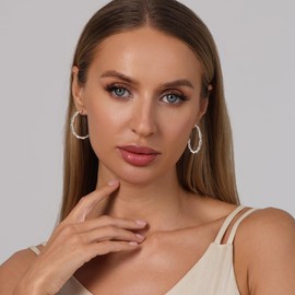 MOYUXI Sterling Silver Twisted Hoop Earrings for Women Non Tarnish S925 Earings Hoops Medium Trendy Twisty Earring Hypoallergenic Braided 925 Sterling Silver Hoop Earring