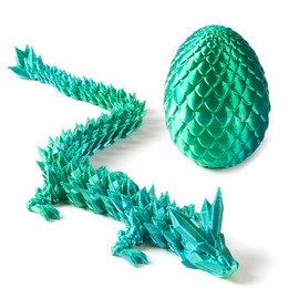 WUALAIER 12In 3D Printed Dragon Egg with Articulated Dragon Inside – Stunning Desk Fidget Toy & Home Decor, Ideal for Executive Gifts and Autism/ADHD Relief (Green)