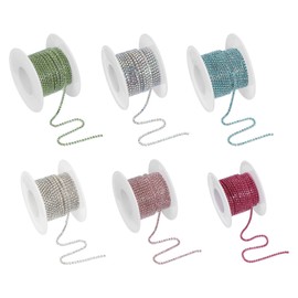 PATIKIL 6 Roll 5 Yards Crystal Rhinestone Close Chains Trim Multicolor (2mm)