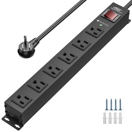 CRST 6 Socket Heavy Duty Power Outlet with Surge Protector, ETL Certified 6FT Cord