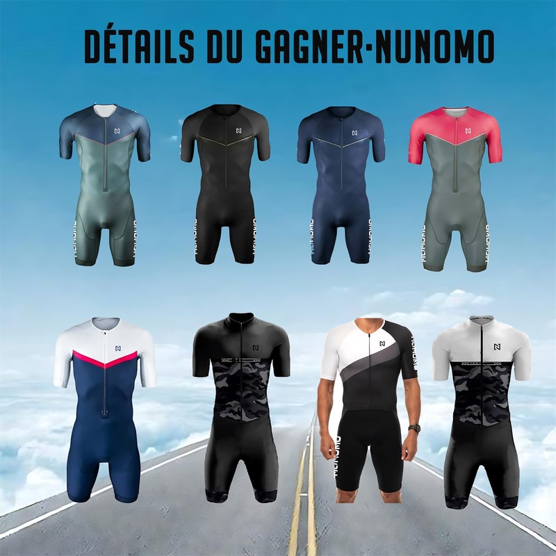 NUNOMO Triathlon Clothing Men Triathlon Tri Function Short Sleeve Running