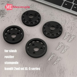 Mesimsple Plastic 4PCS 86T Spur Gear 48P & Body Clips for 1/10 Slash 2WD VXL Rustler 2WD VXL Stampede Bandit 2WD VXL XL-5 Series RC car Upgrade Parts