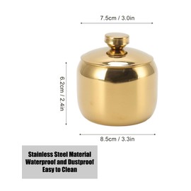 Sugar Cube Holder,Seasoning Box Stainless Steel Gold Salt Cellar with Lid Container Jar,Sugar Cube Container for Seasoning Condiment Spice Salt Sugar Pepper (gold)(No spoon)