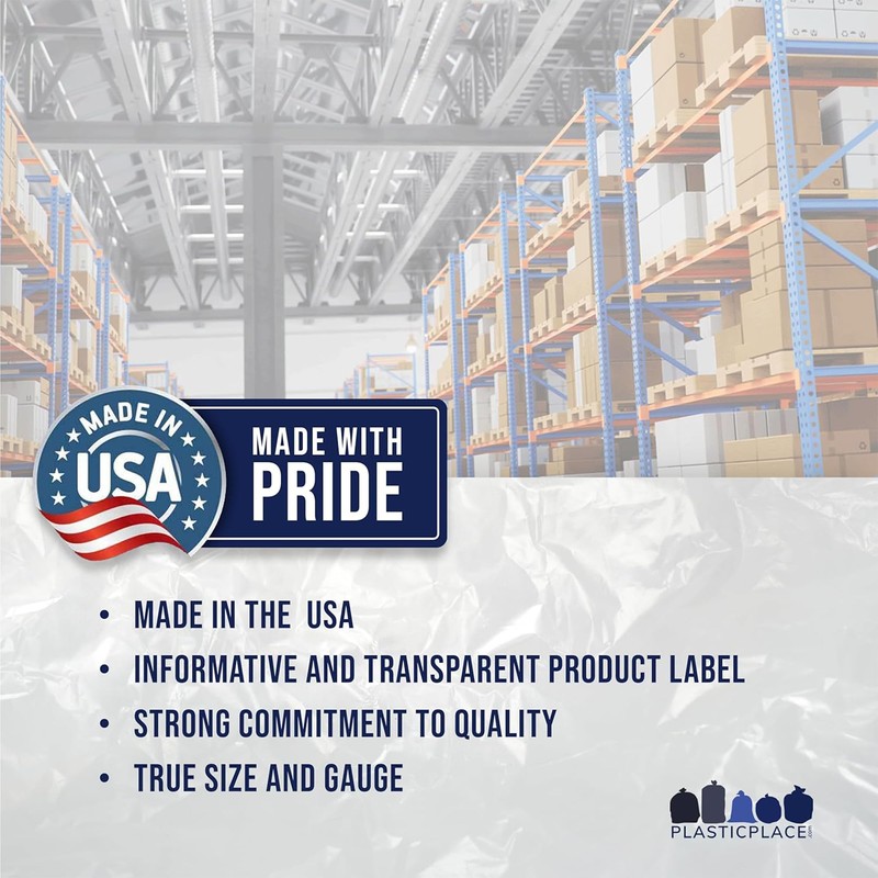 Plasticplace 55-60 Gallon Trash Bags, Heavy Duty Black Garbage Bags,