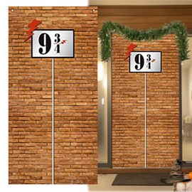 XoeLLe 9 and 3/4 Cross Station Brick Wall Background, School Birthday Banner Decoration, Wizard Party Banner Background, Magic School Boy Girl Decoration, Secret Passage for Wizard Party