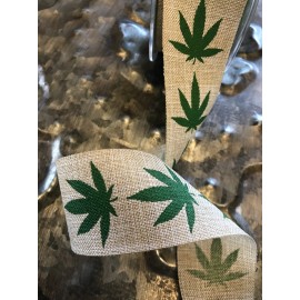 MAY ARTS~FAUX LINEN PRINTED RIBBON~CANNABI