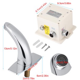 Yosoo Automatic Infrared Sensor Faucet, Zinc Alloy Smart Touchless Sink Faucet Kitchen Bathroom Water Tap (Type of 1)