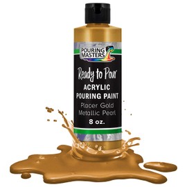 Pouring Masters Placer Gold Metallic Pearl Acrylic Ready to Pour Pouring Paint – Premium 8-Ounce Pre-Mixed Water-Based - For Canvas, Wood, Paper, Crafts, Tile, Rocks and more