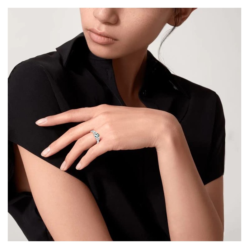 Blue Topaz Sterling Silver Celtic Knot Ring - Trinity Knot