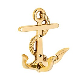NKlaus 11610 Maritime Hook Anchor Triple Brass Gold 9 x 11 x 5 cm