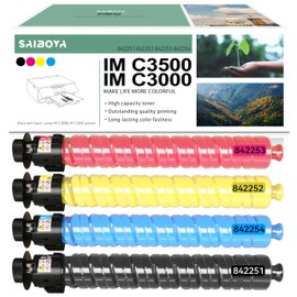 SAIBOYA IMC3000 IMC3500 Toner Cartridge IM C3000 IM C3500 842251 842252 842253 842254 Toner Replacement for Ricoh Savin Lanier IM C3000 IM C3500 Printer Toner (Black Cyan Magenta Yellow,4 Pack)