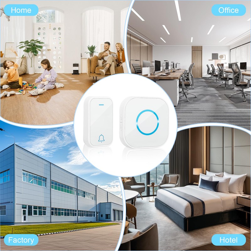 VFANDV Wireless Doorbell Outdoor LED Indicator Buttons Wireless Waterproof Outdoor