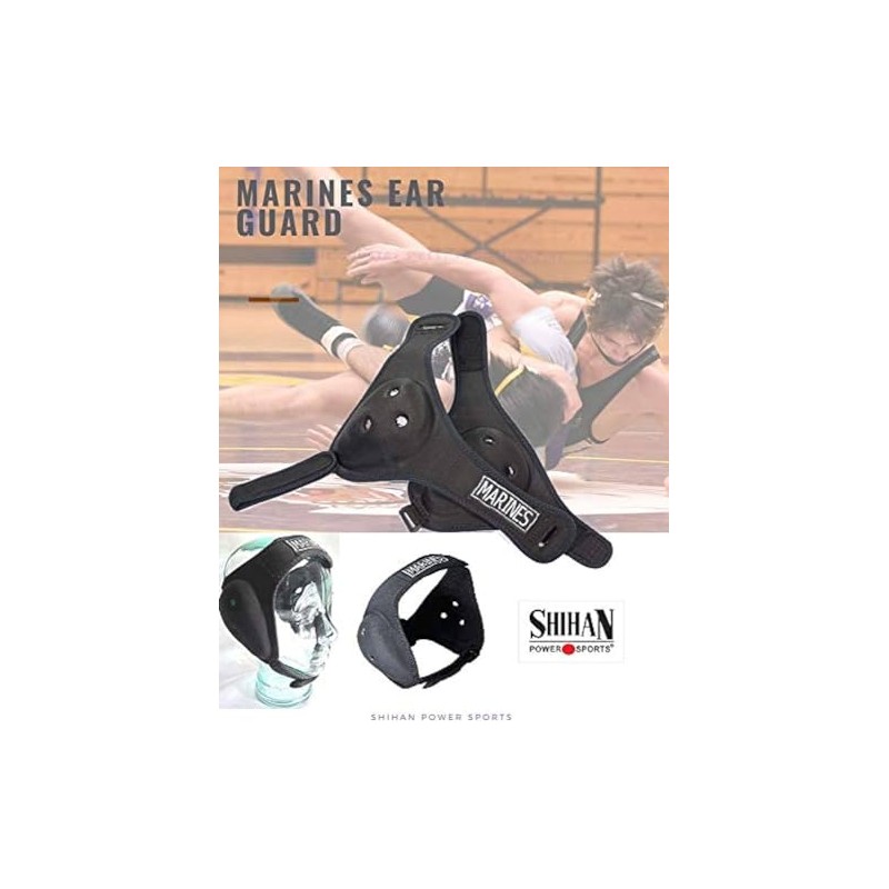 SHIHAN POWER SPORTS Marines BJJ EAR GUARDS, Head Guard Grappling,