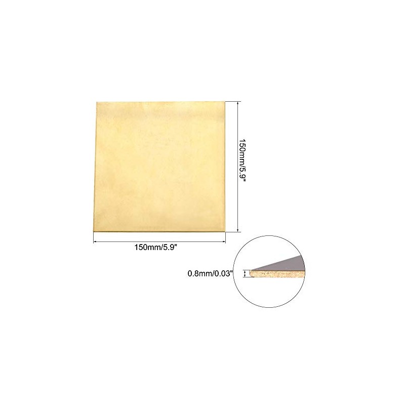 uxcell Brass Sheet, Metal Sheets Plates 5.9" Length x 5.9"