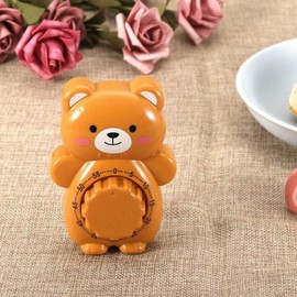 Agatige 60 Mins Egg Timer, Cute Bear Mechanical Wind Up Kitchen Timer Kitchen Timer Manual Cooking Baking Countdown Alarm for Cooking Boiling Eggs Water(Brown)