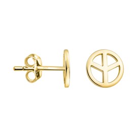 SOFIA MILANI - Women's Earrings 925 Silver Peace Hippie Stud Earrings, Yellow Gold