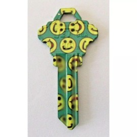 Blank House Key Happy Face Schlage SC1 Uncut Green Yellow