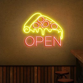 Pizza Open Neon Sign, Pizza Shop Sign, Pizza Shop Window Open Sign, Custom Open Business Sign, Restaurant Open Led Light, Pizza Wall Sign
