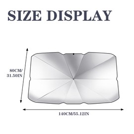 Foldable Car Windshield Sunshade Umbrella, 5-Layer UV Block Coating, Fiberglass Skeletons, Anti-Puncture System, Universal Size for Auto Sedan, SUV Wind Shiel