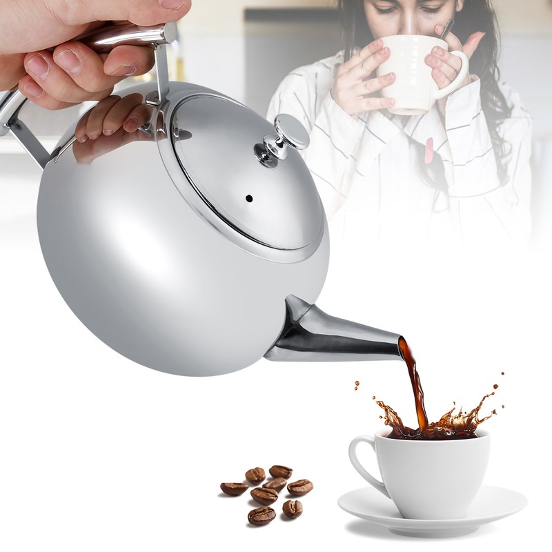 2L 201 Stainless Steel Teapot Coffee Tea Pot Kettle with